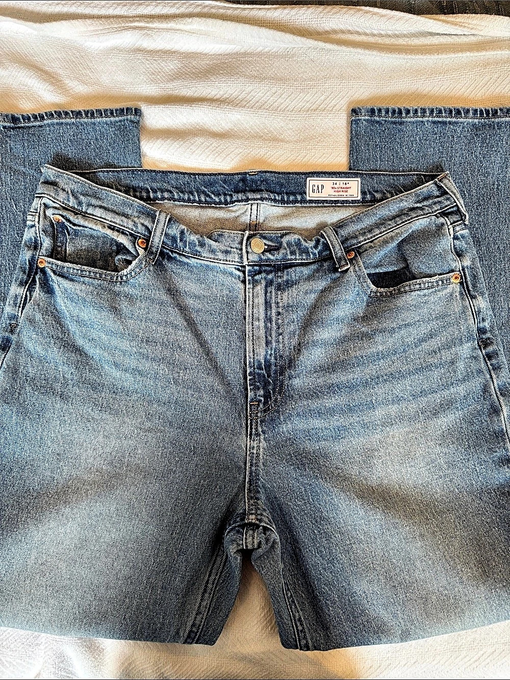 Gap High Rise '90s Straight Jeans Blue Waist 34